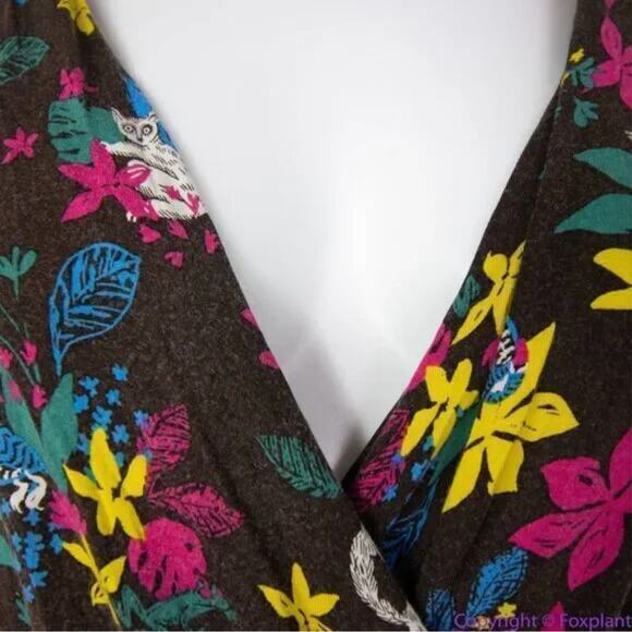 Modcloth Jungle Print Knit Dress, white cat blue bird,‎ ring tailed lemur, XL - Picture 13 of 16